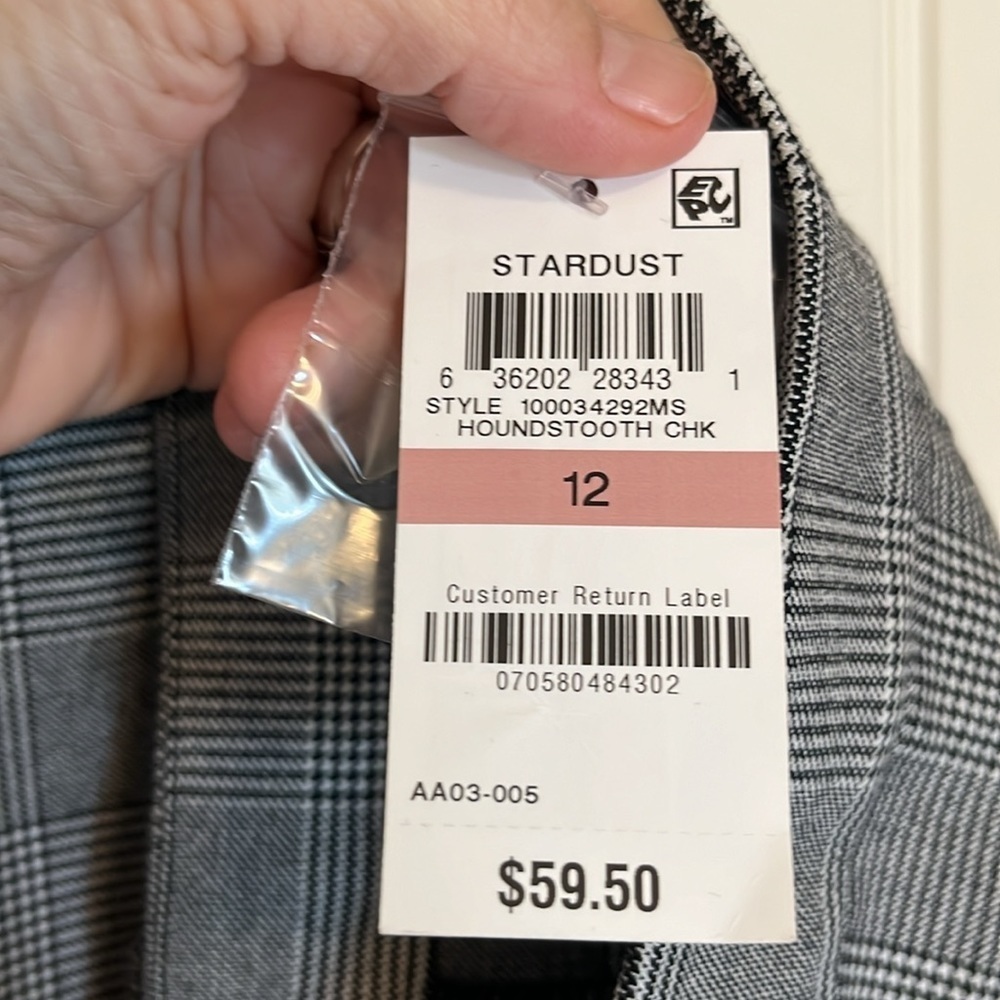 Maison Jules NWT Stardust Houndstooth Plaid Flat Front Slim Cropped Pants Sz 12 - Picture 12 of 13